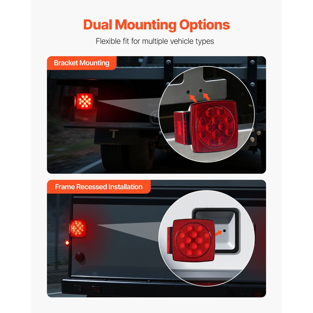 Trailer Lights, 12V LED Trailer Tail Lights Kit with Stop Brake Turn Tail License Plate Clearance Lamp, Waterproof Tow Lighting Kit with Wiring Harness for Boat Truck Camper RV Snowmobile Bus