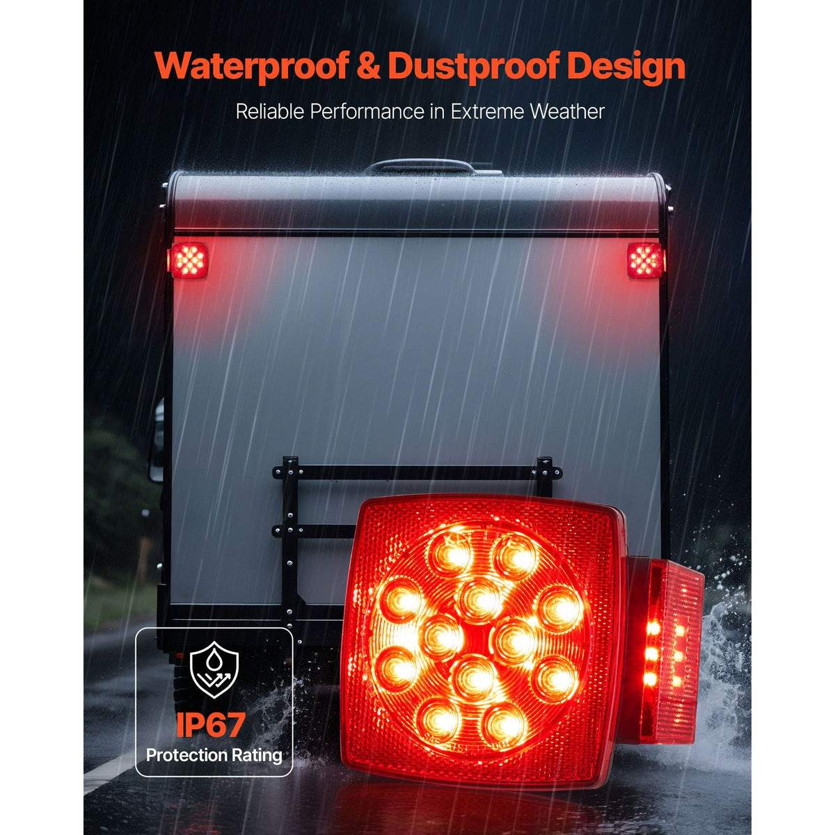Trailer Lights, 12V LED Trailer Tail Lights Kit with Stop Brake Turn Tail License Plate Clearance Lamp, Waterproof Tow Lighting Kit with Wiring Harness for Boat Truck Camper RV Snowmobile Bus