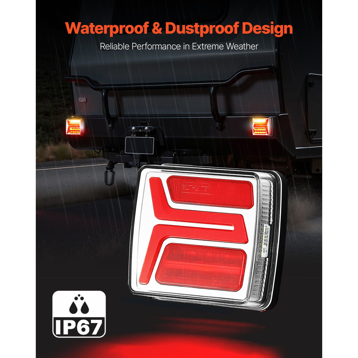 Trailer Lights, 2PCS 12V Square LED Magnetic Wireless Trailer Tail Lights Kit with Stop Brake Turn Tail License Plate Lamp, Waterproof Tow Lighting Kit for Boat Truck Camper RV Tractor Caravan