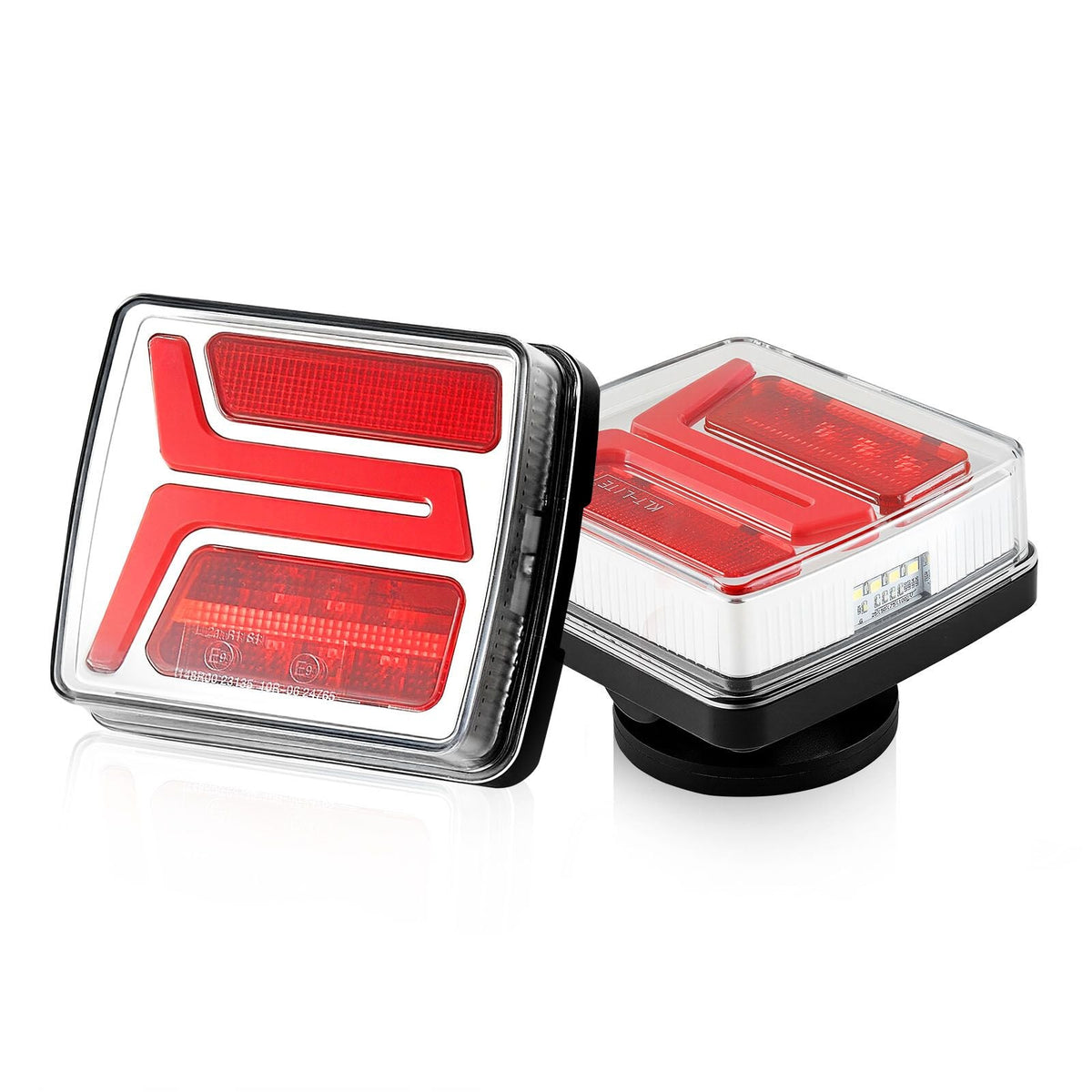 Trailer Lights, 2PCS 12V Square Magnetic LED Trailer Tail Lights Kit with Stop Brake Turn Tail License Lamp, Waterproof Tow Lighting Kit with Wiring Harness for Boat Truck Camper RV Snowmobile
