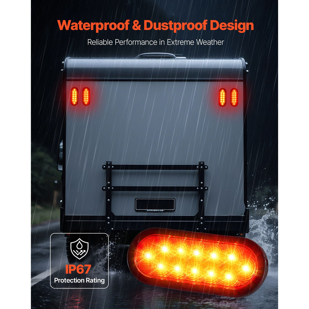 Trailer Lights, 4PCS 12V Oval LED Trailer Tail Lights Kit with Stop Brake Turn Tail Lamp, Waterproof Tow Lighting Kit for Boat Truck Camper RV Snowmobile Bus Caravan, 2 Mounting Options, Red