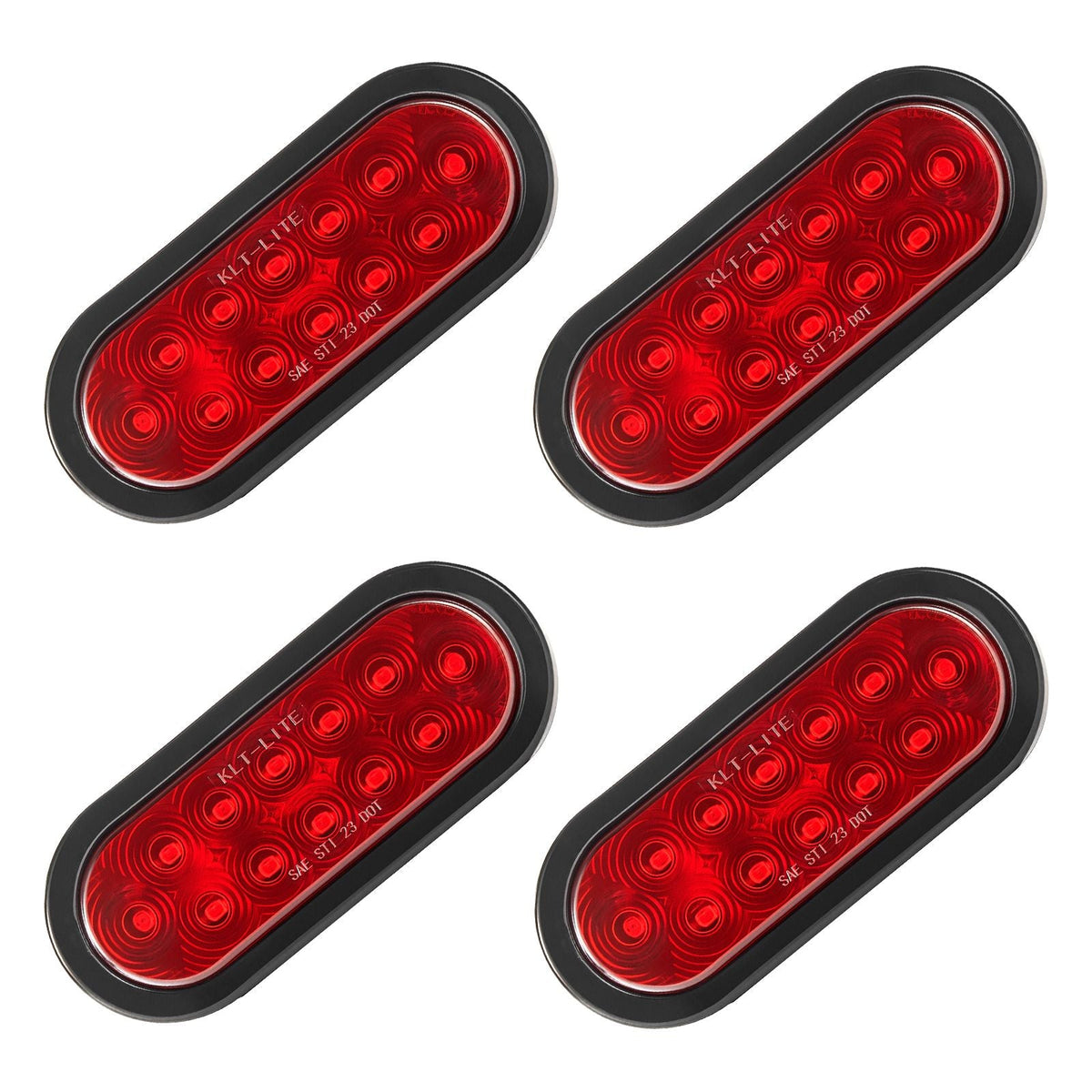 Trailer Lights, 4PCS 12V Oval LED Trailer Tail Lights Kit with Stop Brake Turn Tail Lamp, Waterproof Tow Lighting Kit for Boat Truck Camper RV Snowmobile Bus Caravan, 2 Mounting Options, Red