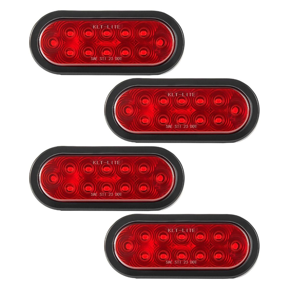 Trailer Lights, 4PCS 12V Oval LED Trailer Tail Lights Kit with Stop Brake Turn Tail Lamp, Waterproof Tow Lighting Kit for Boat Truck Camper RV Snowmobile Bus Caravan, 2 Mounting Options, Red