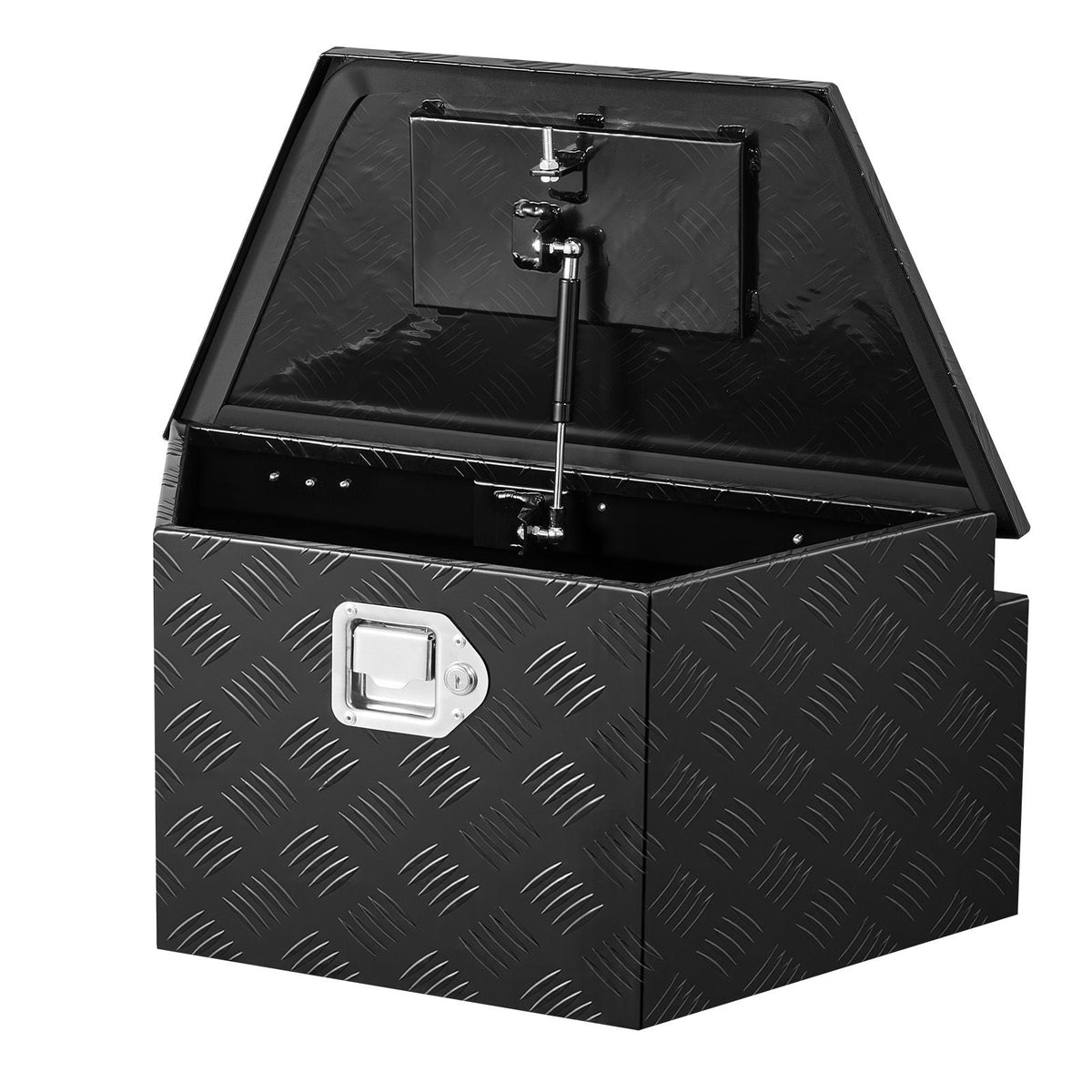 Trailer Tongue Box, 26" x 13" x 12" Aluminum Trailer Tongue Tool Box, Heavy Duty Storage Organizer with Lock and Keys, Utility Tool Chest for Pickup Truck Bed, RV, SUV, Off-Road Vehicle, Black
