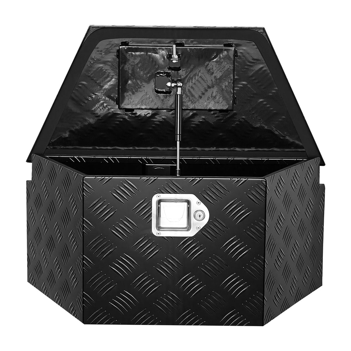Trailer Tongue Box, 26" x 13" x 12" Aluminum Trailer Tongue Tool Box, Heavy Duty Storage Organizer with Lock and Keys, Utility Tool Chest for Pickup Truck Bed, RV, SUV, Off-Road Vehicle, Black