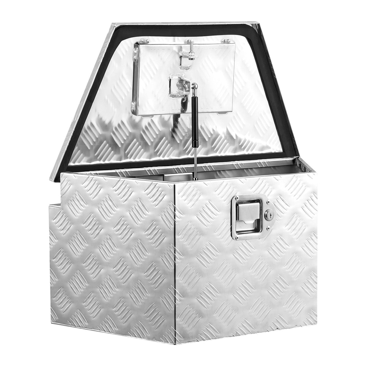 Trailer Tongue Box, 26" x 13" x 12" Aluminum Trailer Tongue Tool Box, Heavy Duty Storage Organizer with Lock and Keys, Utility Tool Chest for Pickup Truck Bed, RV, SUV, Off-Road Vehicle, Silver