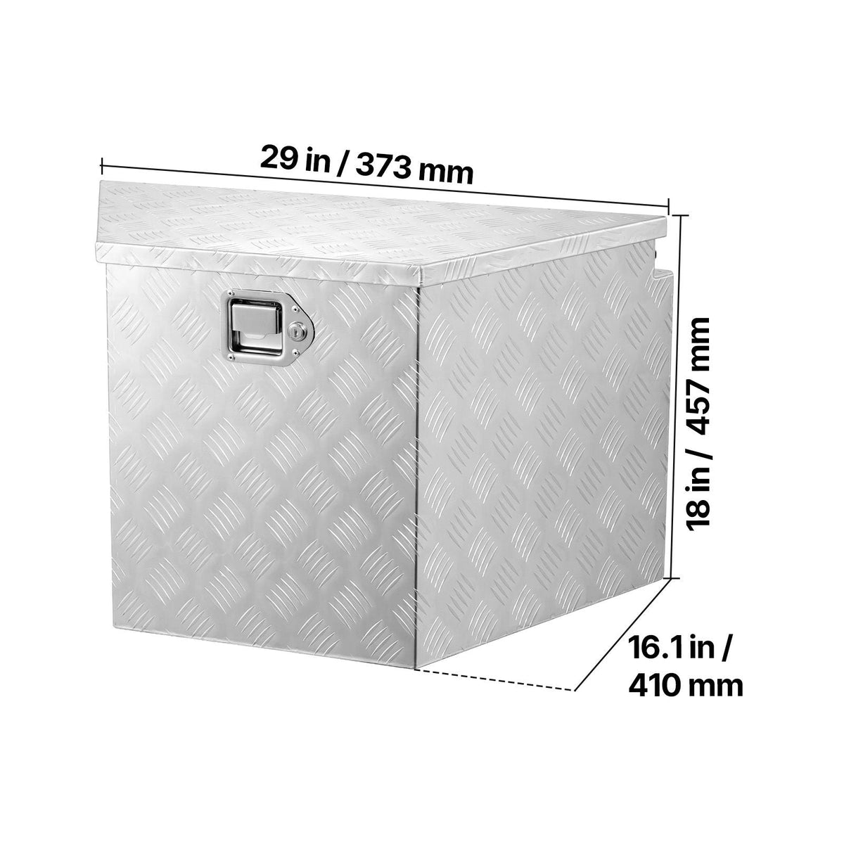 Trailer Tongue Box, 29" x 16.1" x 18" Aluminum Trailer Tongue Tool Box, Heavy Duty Storage Organizer with Lock & Keys, Utility Tool Chest for Pickup Truck Bed, RV, SUV, Off-Road Vehicle, Silver