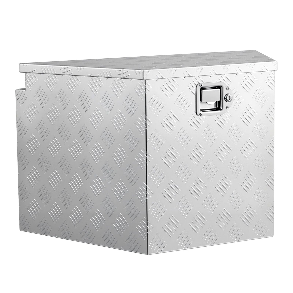 Trailer Tongue Box, 29" x 16.1" x 18" Aluminum Trailer Tongue Tool Box, Heavy Duty Storage Organizer with Lock & Keys, Utility Tool Chest for Pickup Truck Bed, RV, SUV, Off-Road Vehicle, Silver
