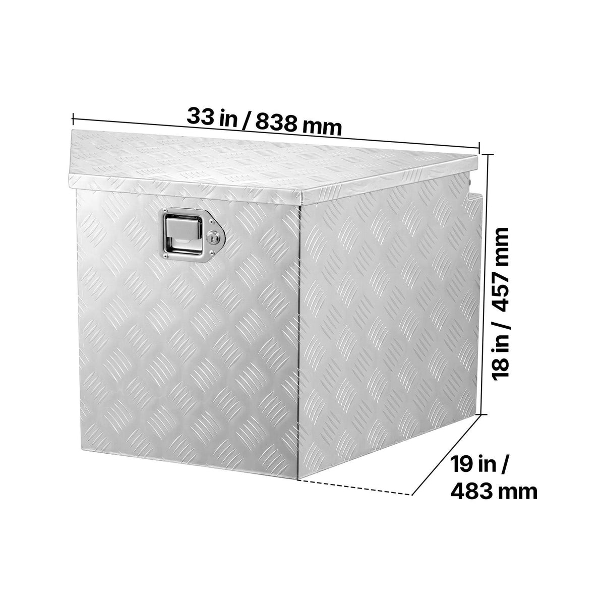 Trailer Tongue Box, 33" x 19" x 18" Aluminum Trailer Tongue Tool Box, Heavy Duty Storage Organizer with Lock and Keys, Utility Tool Chest for Pickup Truck Bed, RV, SUV, Off-Road Vehicle, Silver