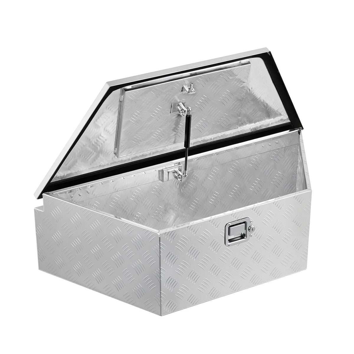 Trailer Tongue Box, 39" x 16.5" x 12" Aluminum Trailer Tongue Tool Box, Heavy Duty Storage Organizer with Lock & Keys, Utility Tool Chest for Pickup Truck Bed, RV, SUV, Off-Road Vehicle, Silver