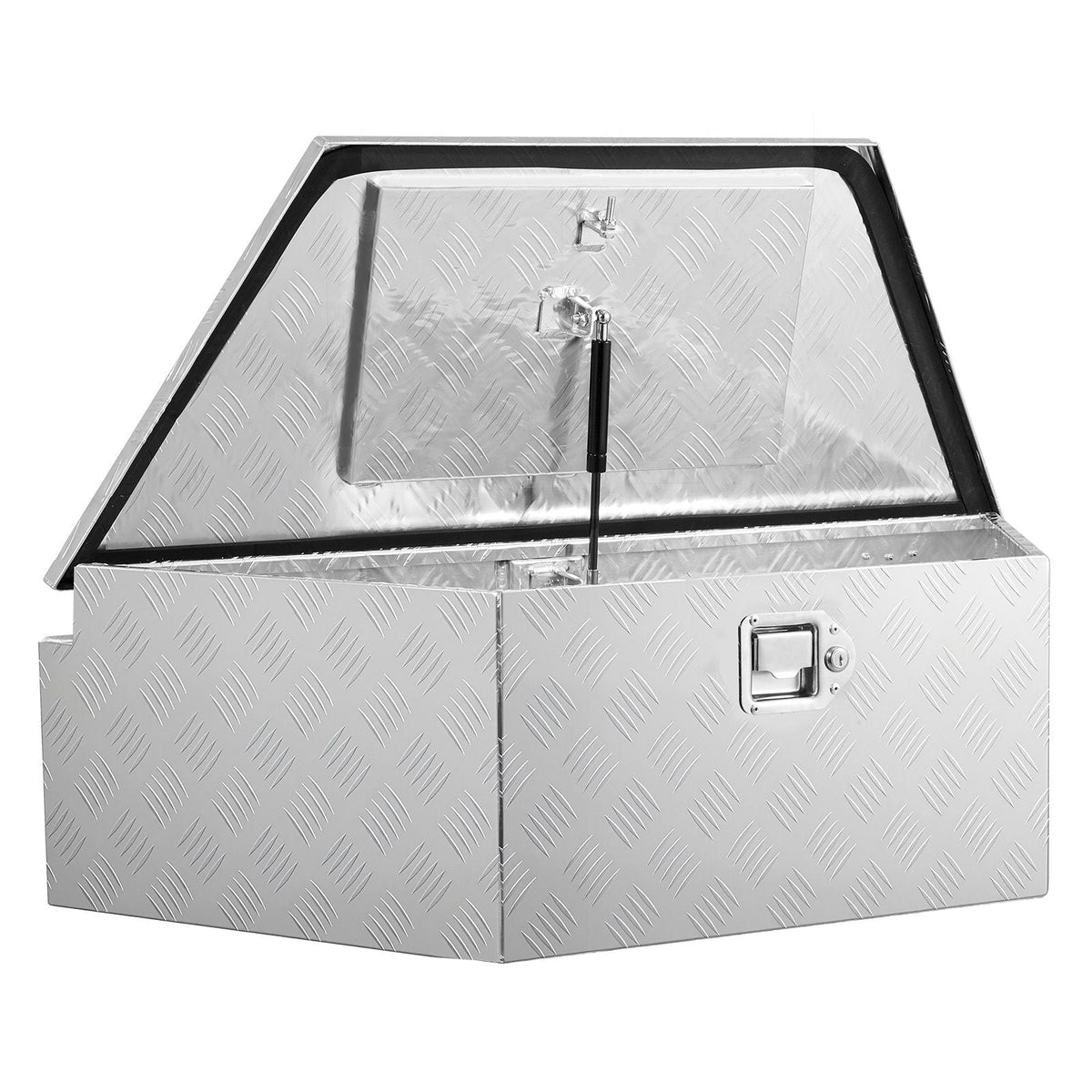Trailer Tongue Box, 39" x 16.5" x 12" Aluminum Trailer Tongue Tool Box, Heavy Duty Storage Organizer with Lock & Keys, Utility Tool Chest for Pickup Truck Bed, RV, SUV, Off-Road Vehicle, Silver