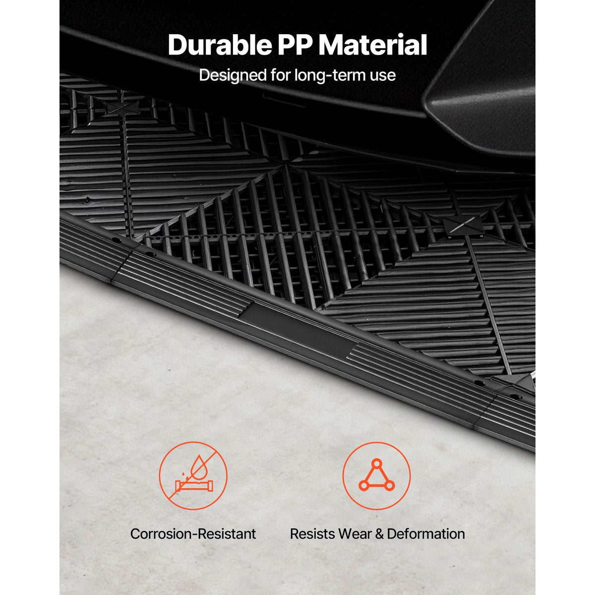Transition Edge Kit, 11-Piece, Durable Straight Garage Floor Edging, PP Material, Easy Installation, Edge Protection for Wet Area Restaurant Pool, Only Compatible with Drainage Mats, Black