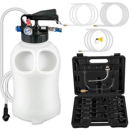 Transmission Fluid Pump 2 Way ATF Refill System Dispenser, Oil and Liquid Extractor 10 Liter Large Capacity, Automatic Transmission Fluid Pump Tool Set with 14 Pieces ATF Filler Adapters
