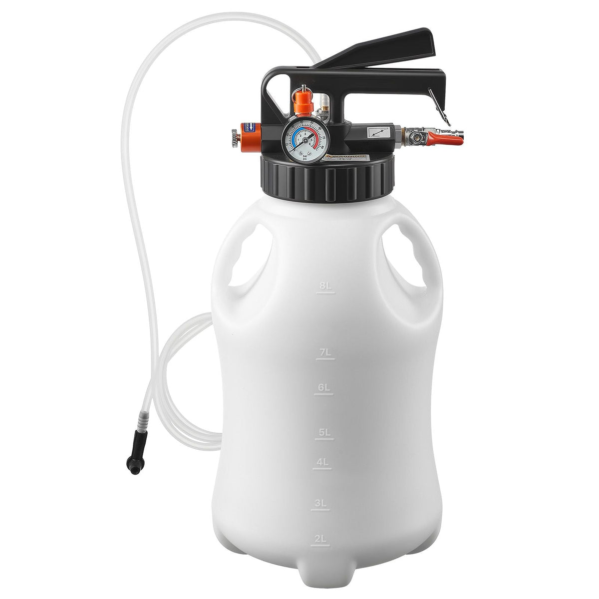 Transmission Fluid Pump, 8 L Pneumatic Oil Fluid Extractor, ATF Refill Dispenser Transfer Pump with 15 ATF Adapters, Oil Extractor Dispenser with HDPE Tank for Cars, Boats, Lawn Mowers