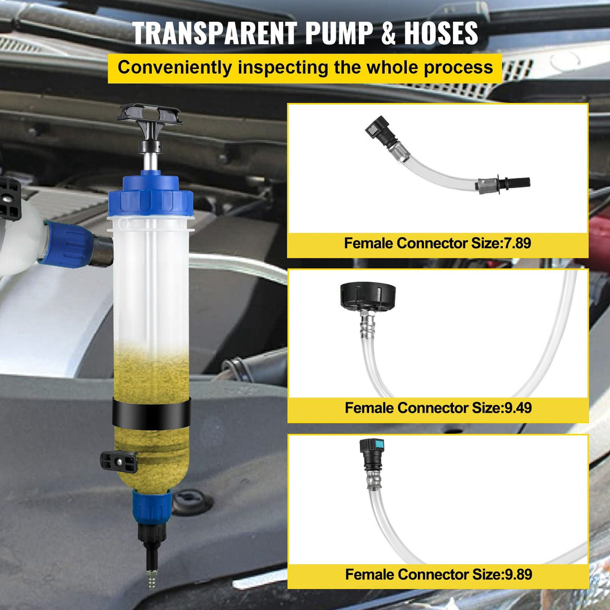 Transmission Fluid Pump Manual ATF Refill System Dispenser, Oil and Liquid Extractors 1.5 Liter Large Capacity, Automatic Transmission Fluid Pump Tool Set with ATF Filler Adapters