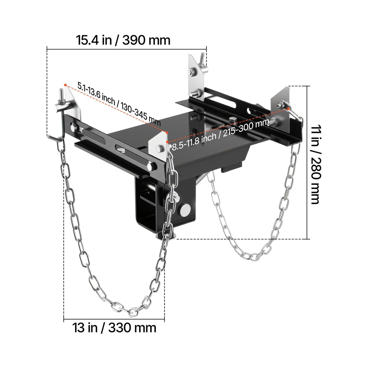 Transmission Jack Adapter, 1100 lbs / 0.5 Ton Load Capacity Automotive Transmission Lift Adapter, Heavy-Duty Steel, for Floor Jack with 1-1/5 in Detachable Saddle Shaft, for Garage, Repair Shop
