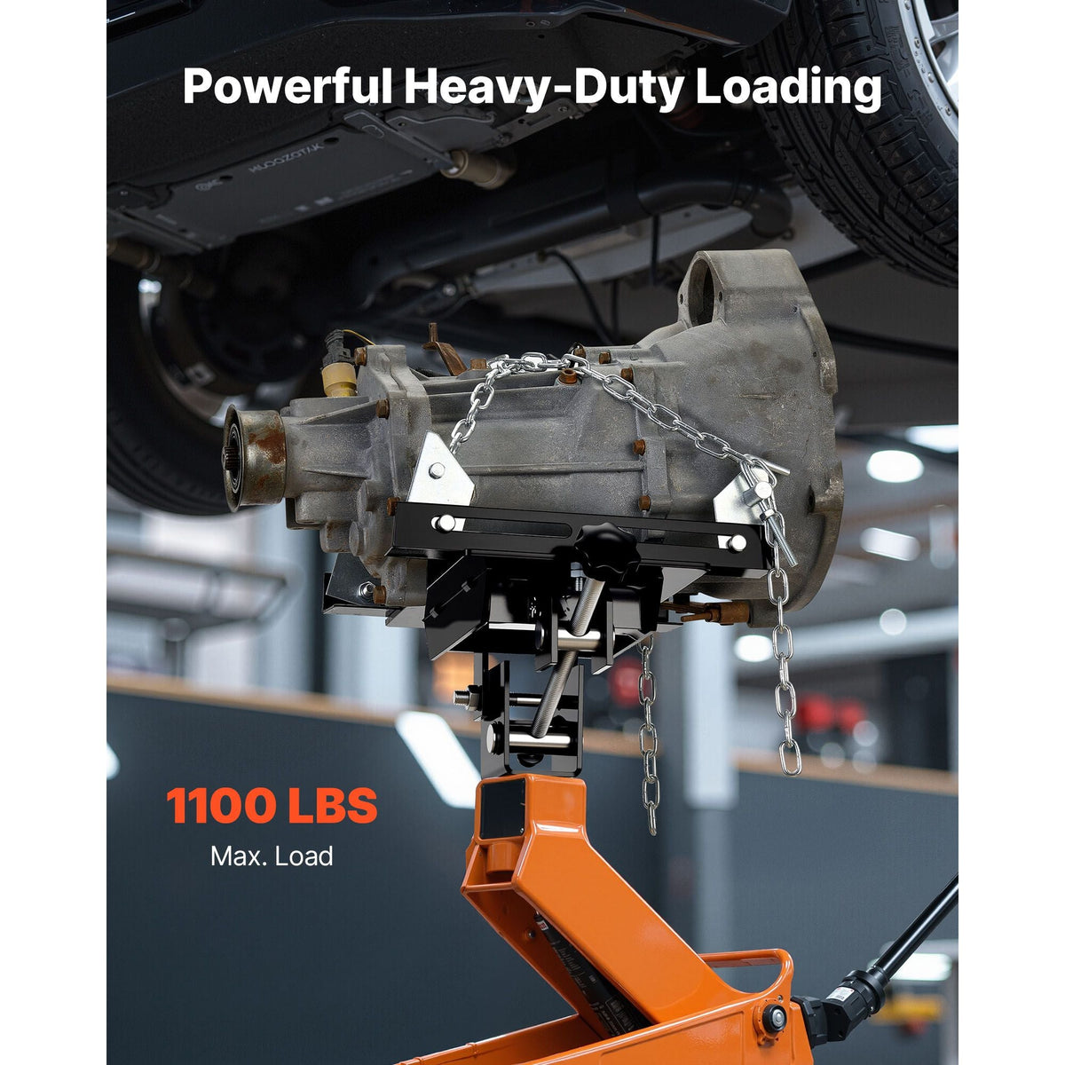 Transmission Jack Adapter, 1100 lbs / 0.5 Ton Load Capacity Automotive Transmission Lift Adapter, Heavy-Duty Steel, for Floor Jack with 1-1/5 in Detachable Saddle Shaft, for Garage, Repair Shop
