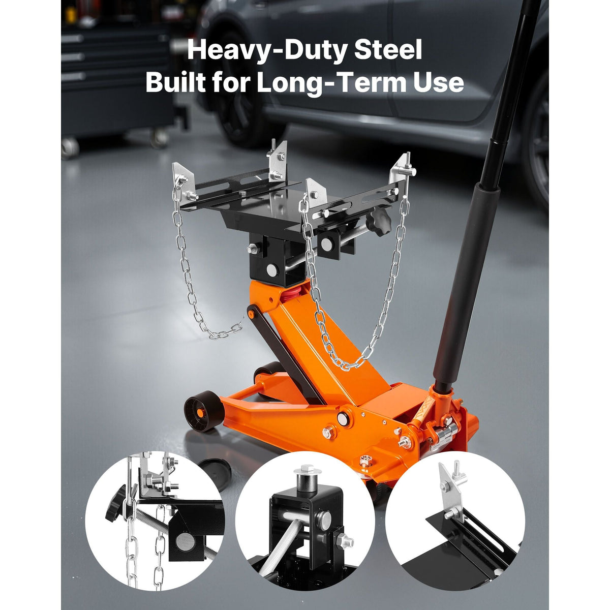 Transmission Jack Adapter, 1100 lbs / 0.5 Ton Load Capacity Automotive Transmission Lift Adapter, Heavy-Duty Steel, for Floor Jack with 1-1/5 in Detachable Saddle Shaft, for Garage, Repair Shop