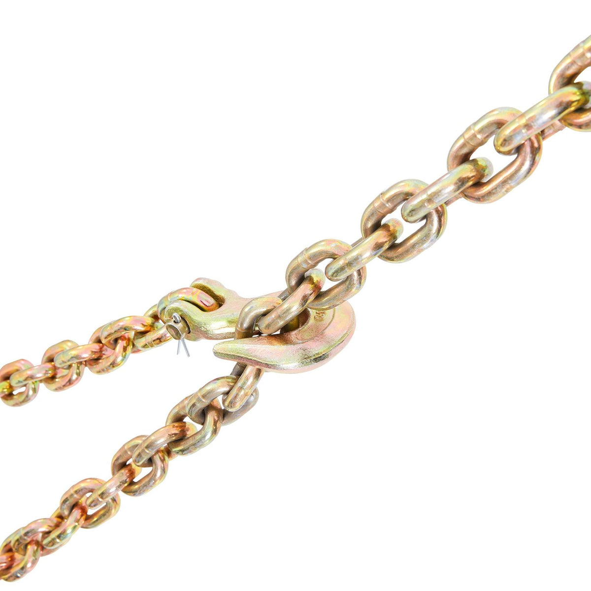 Transport Binder Chain, 7100 lbs Working Load Limit, 3/8'' x 20' G80 Tow Chain Tie Down with Grab Hooks, DOT Certified, Galvanized Coating Manganese Steel for Dock Factory Construction Site