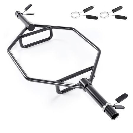 Trap Bar Hex Bar, 2-Inch Hex Barbell, 800 LBS Capacity Shrug Bars with Knurled Grips, Weightlifting and Strength Training Equipment, Home Gym for Squats, Deadlifts, Shoulder Presses, Black