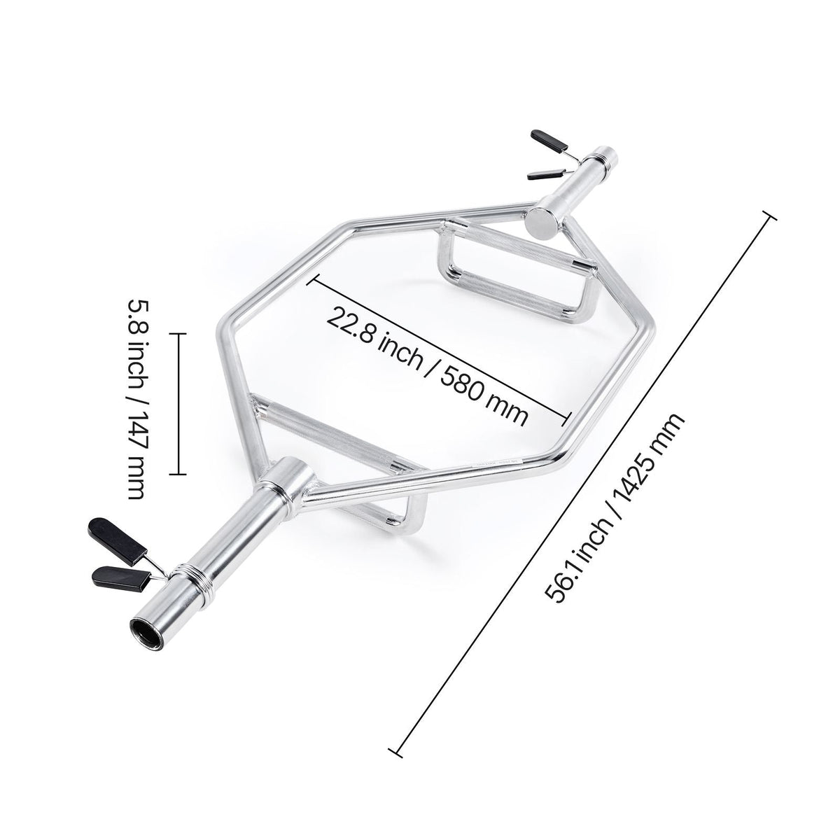 Trap Bar Hex Bar, 2-Inch Hex Barbell, 800 LBS Capacity Shrug Bars with Knurled Grips, Weightlifting and Strength Training Equipment, Home Gym for Squats, Deadlifts, Shoulder Presses, Silver