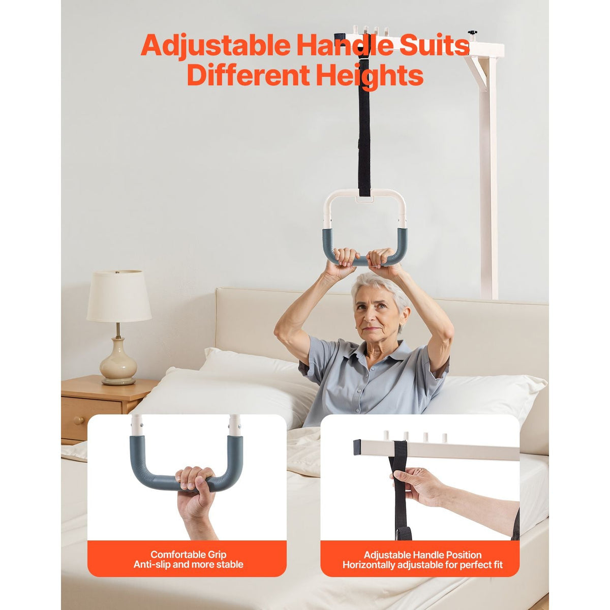 Trapeze Bar for Bed Mobility, Heavy-Duty Steel Free Standing Trapeze Bar 250 LBS Weight Capacity, Hospital Bed Pull Up Assist for Elderly & Disabled, Ideal for Hospitals, Nursing Home, Home Care