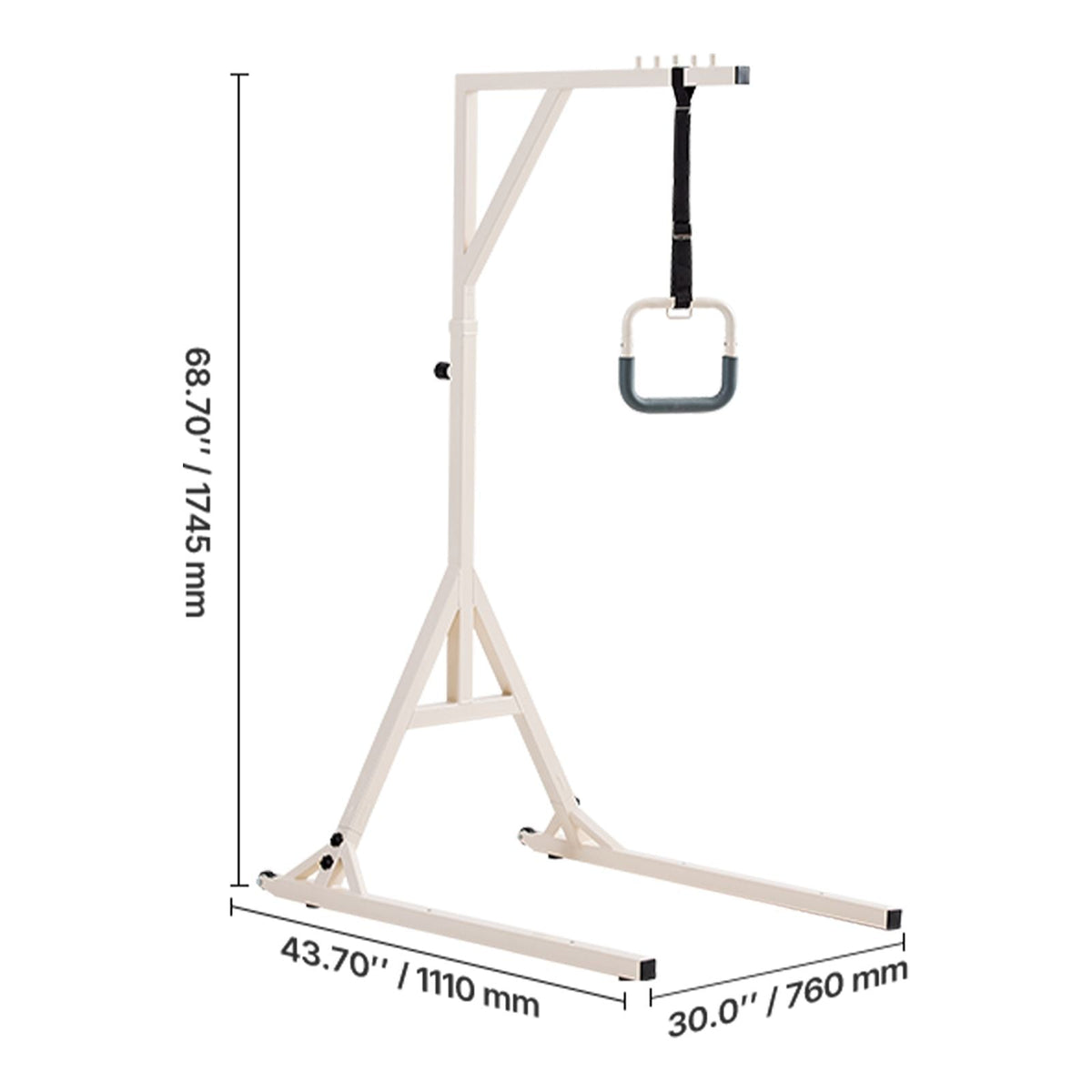 Trapeze Bar for Bed Mobility, Height-Adjustable Bed Trapeze with 2 Casters, 350LBS Weight Capacity Heavy Duty Pull Up Trapeze Bar with Floor Stand for Elderly, Disabled, Bedridden Patients