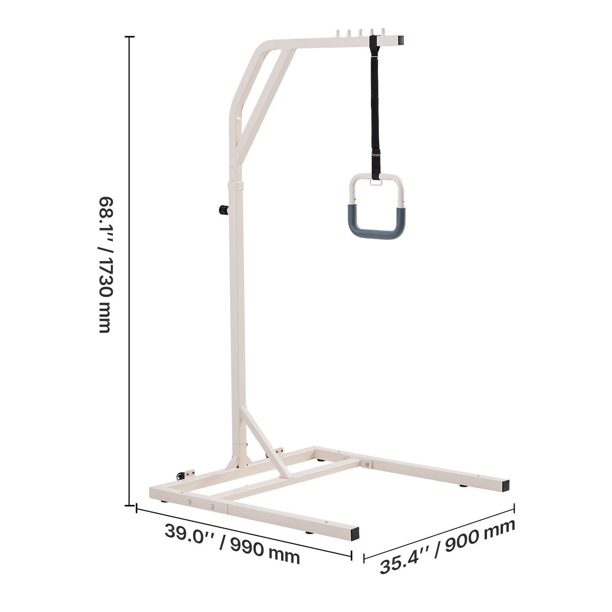 Trapeze Bar for Bed Mobility, Height-Adjustable Free Standing Trapeze Bar with 2 Wheels, 300LBS Capacity Bed Pull Up Assist for Elderly Disabled, Ideal for Hospital, Nursing Home & Home Care
