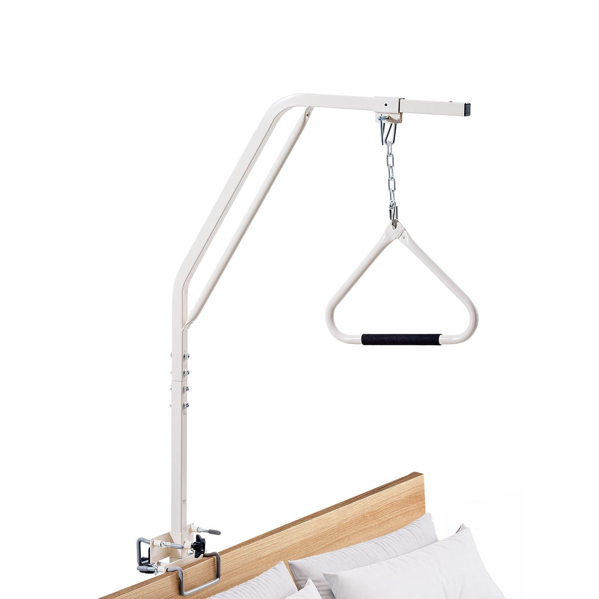 Trapeze Bar for Bed Mobility, Medical Bed Trapeze with Clamps & Metal Chain, 250LBS Weight Capacity Bed Pull Up Assist for Elderly & Disabled, Ideal for Home Care, Hospitals, Nursing Homes