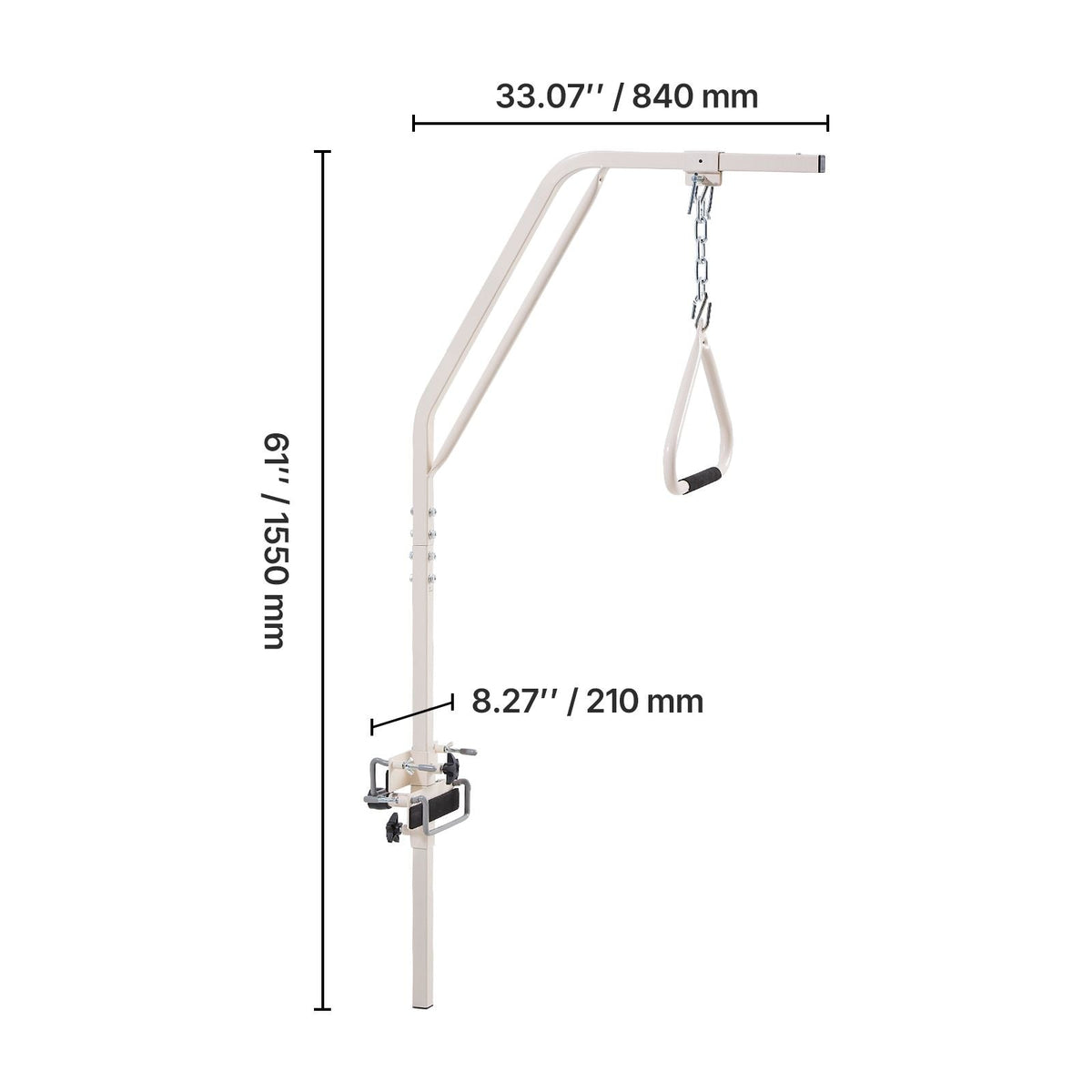 Trapeze Bar for Bed Mobility, Medical Bed Trapeze with Clamps & Metal Chain, 250LBS Weight Capacity Bed Pull Up Assist for Elderly & Disabled, Ideal for Home Care, Hospitals, Nursing Homes