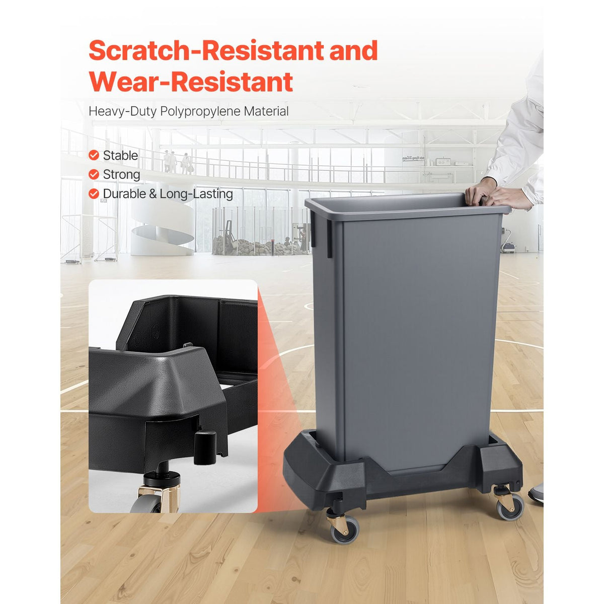 Trash Can Dolly, Fit 16/23 Gallon Containers, Slim Trash Can Roller Base with 4 Lockable Wheels, 200lbs Weight Capacity, Heavy Duty Barrel Dolly, Smooth & Quiet Rolling Plastic Bin Dolly