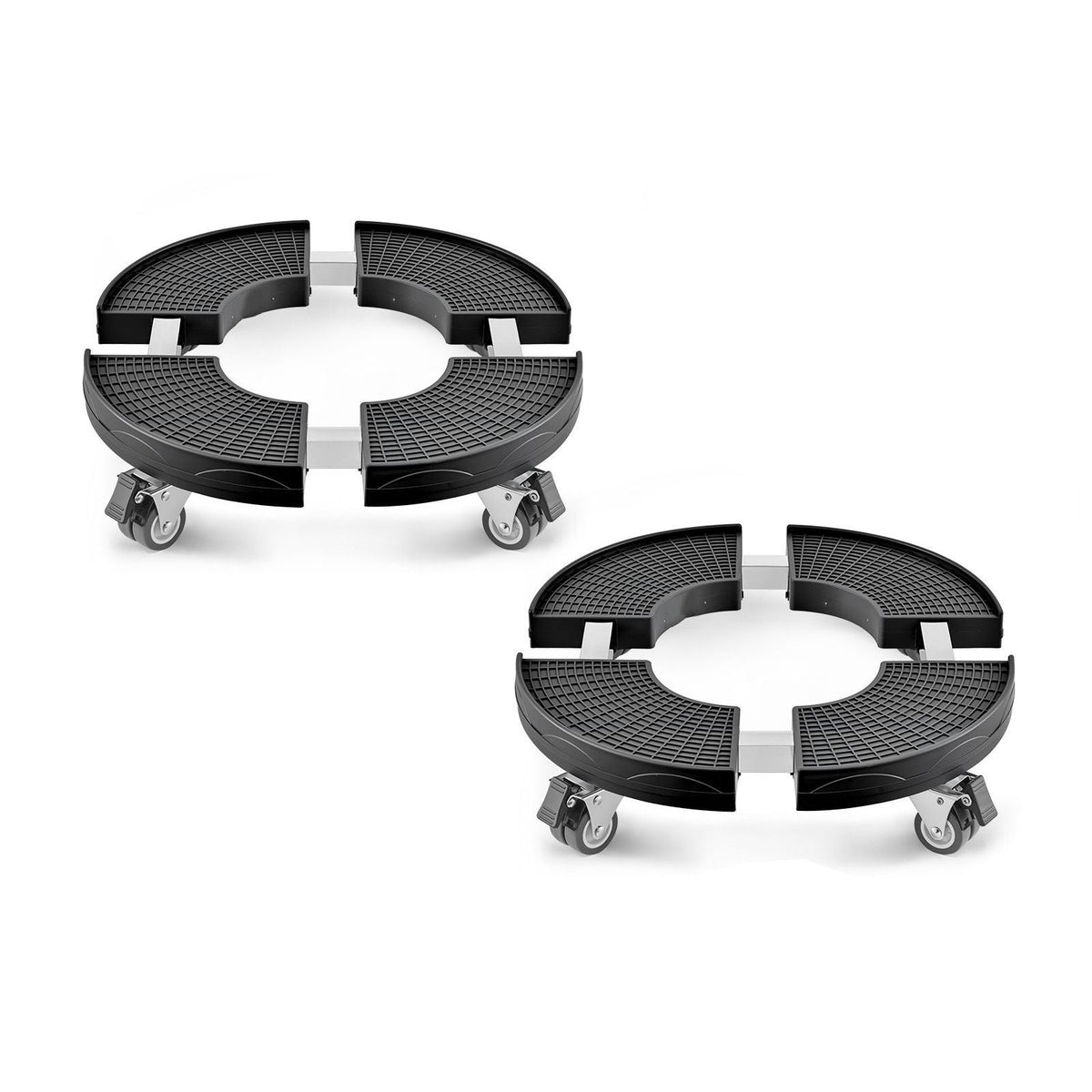 Trash Can Dolly with 4 Lockable Wheels, 440lbs Weight Capacity, 2 Packs Round Trash Can Roller Base, 15-22.8 in Adjustable, Heavy Duty Plant Caddy, Multi-Functional Rolling Dolly Cart, Black