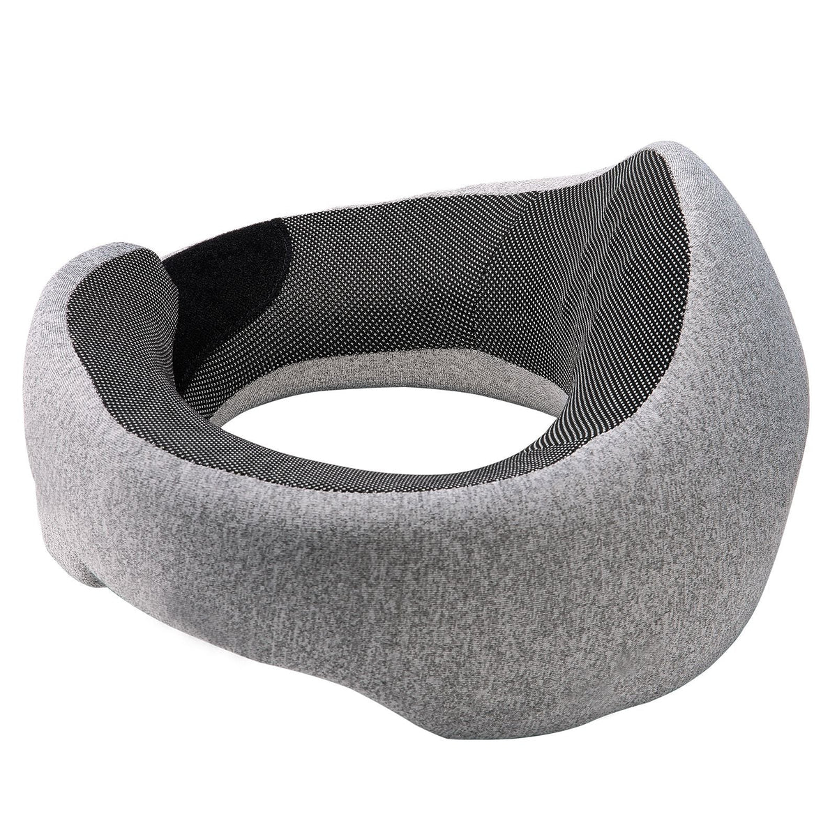 Travel Pillow, Double-Layered 3D Support Neck Pillow for Traveling, 360° Flexible Rotation Upgraded Memory Foam Travel Neck Pillow with Eye Mask, Earplugs, Earplug Case, Storage Bag(Black-Gray)