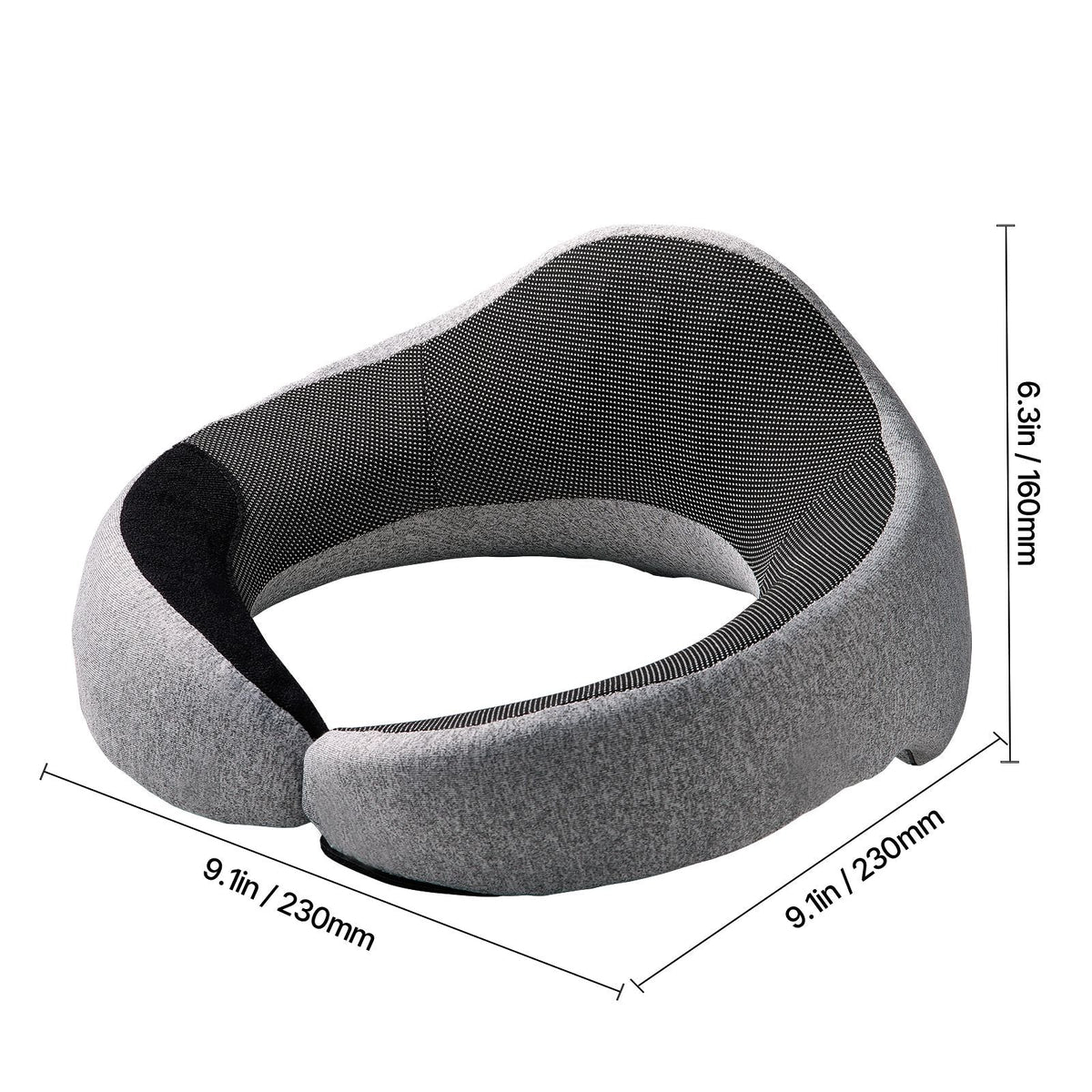 Travel Pillow, Double-Layered 3D Support Neck Pillow for Traveling, 360° Flexible Rotation Upgraded Memory Foam Travel Neck Pillow with Eye Mask, Earplugs, Earplug Case, Storage Bag(Black-Gray)