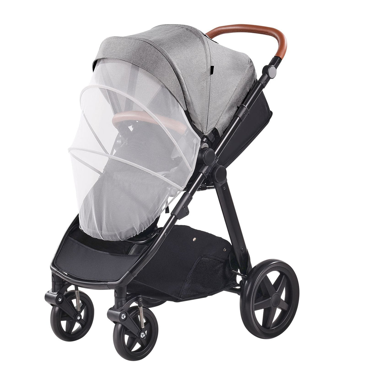 Travel System Stroller with Infant Bassinet, 2-in-1 Baby Cradle Stroller Combo, Reversible Seat, Easy One-button Folding, EVA Tires with Brake Aluminum Stroller Carseat Combo Set (Dark Gray)