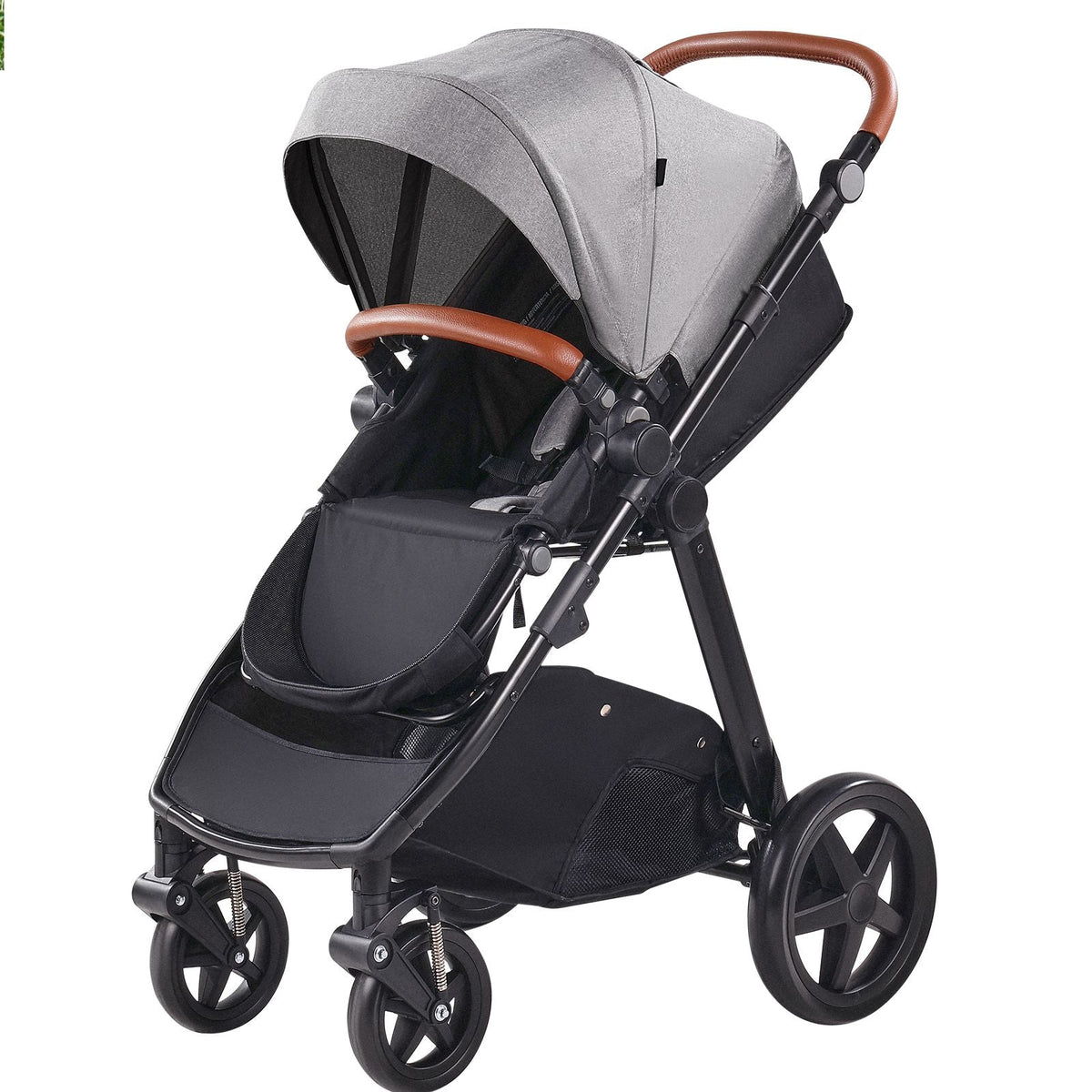 Travel System Stroller with Infant Bassinet, 2-in-1 Baby Cradle Stroller Combo, Reversible Seat, Easy One-button Folding, EVA Tires with Brake Aluminum Stroller Carseat Combo Set (Dark Gray)