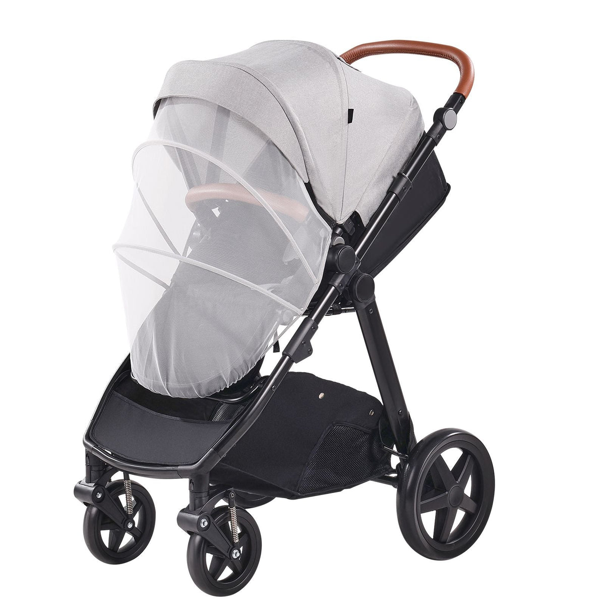 Travel System Stroller with Infant Bassinet, 2-in-1 Baby Cradle Stroller Combo, Reversible Seat, Easy One-button Folding, EVA Tires with Brake Aluminum Stroller Carseat Combo Set (Light Gray)