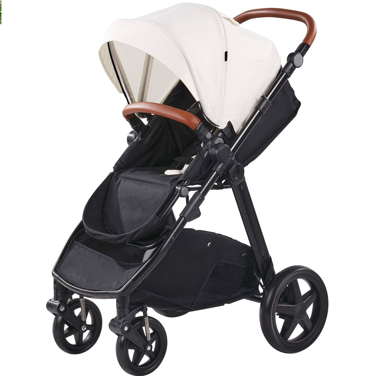 Travel System Stroller with Infant Bassinet, 2-in-1 Baby Cradle Stroller Combo, Reversible Seat, Easy One-button Folding, EVA Tires with Brake Aluminum Stroller Carseat Combo Set (White)