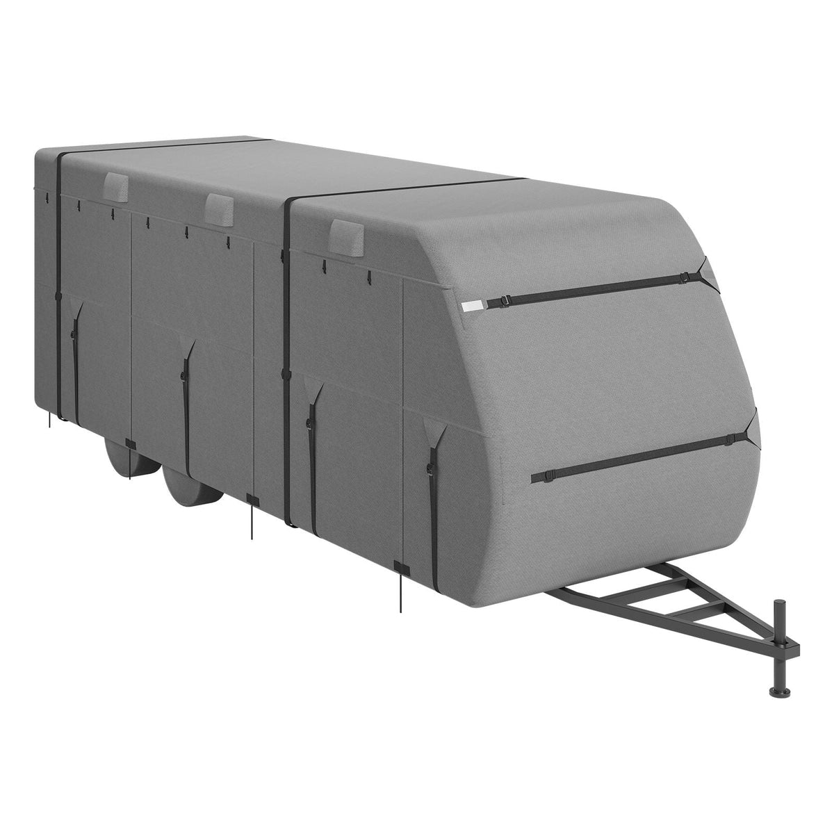 Travel Trailer Cover, 18-20 ft RV Cover, 4-Layer Non-Woven Fabric Camper Cover, Waterproof, Windproof and Rip-Stop Class A RV Cover, with Storage Bag, Repair Patches, Straps and Tire Covers