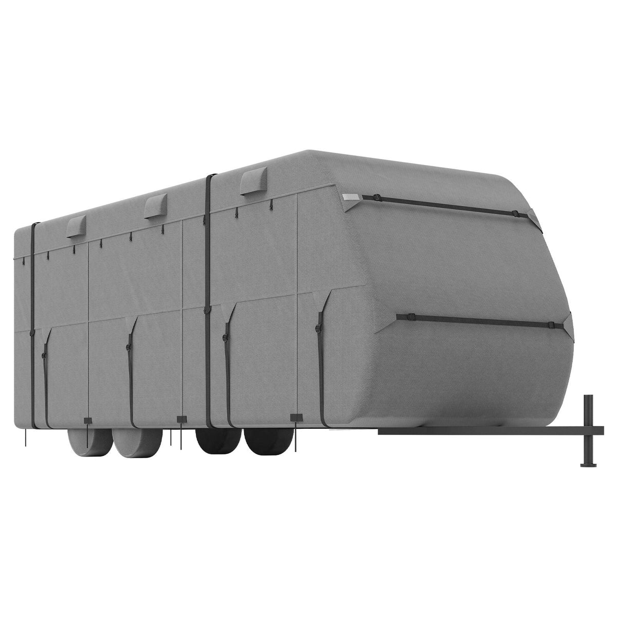 Travel Trailer Cover, 30-33 ft RV Cover, 4-Layer Non-Woven Fabric Camper Cover, Waterproof, Windproof and Rip-Stop Class A RV Cover, with Storage Bag, Repair Patches, Straps and Tire Covers