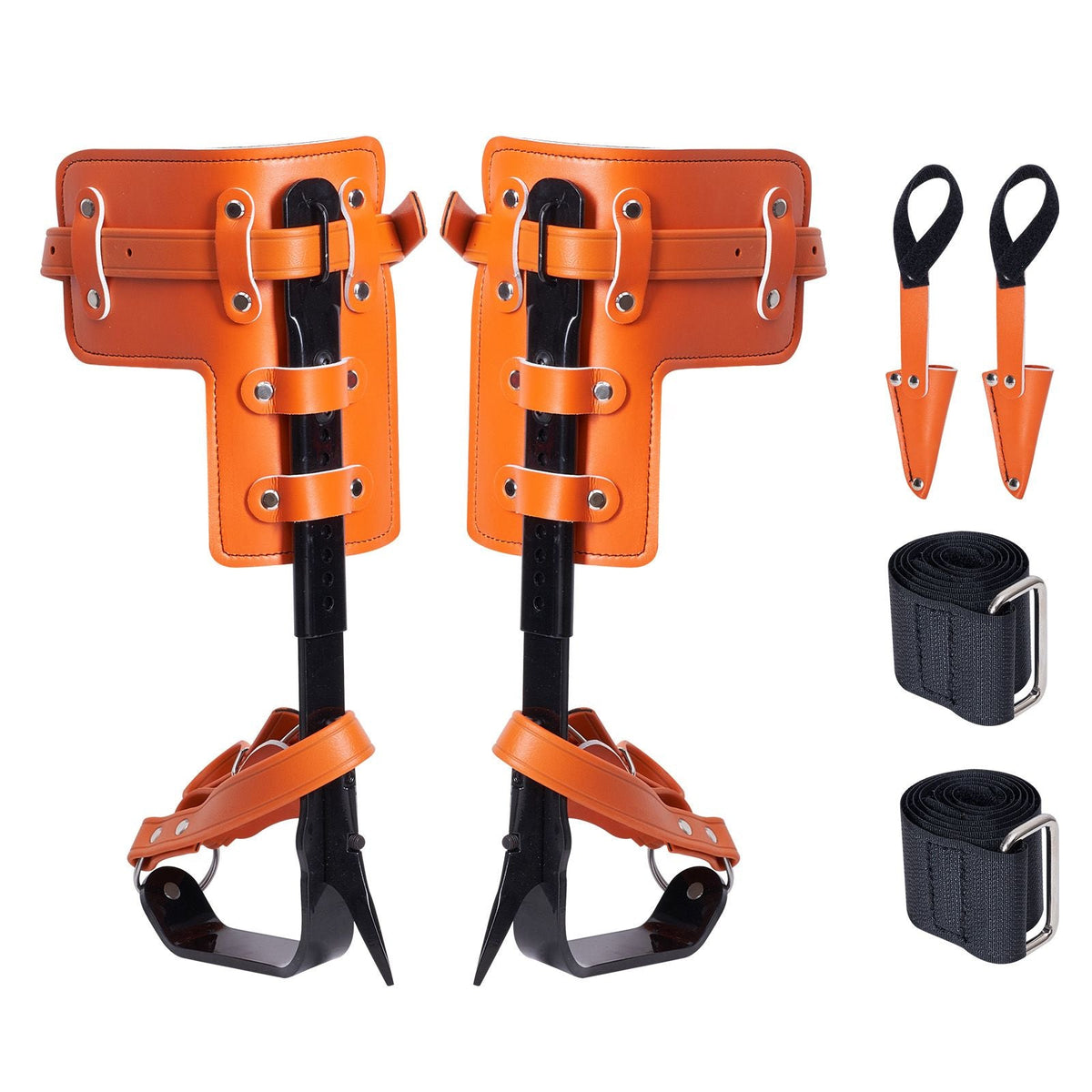 Tree Climbing Spikes, 1 Pair Alloy Steel Climbing Spurs, 350lbs Load Capacity Tree Climbing Gear with Straps and Spike Protectors, Arborist Equipment for Climbers, Hunting, Fruit Picking, Orange