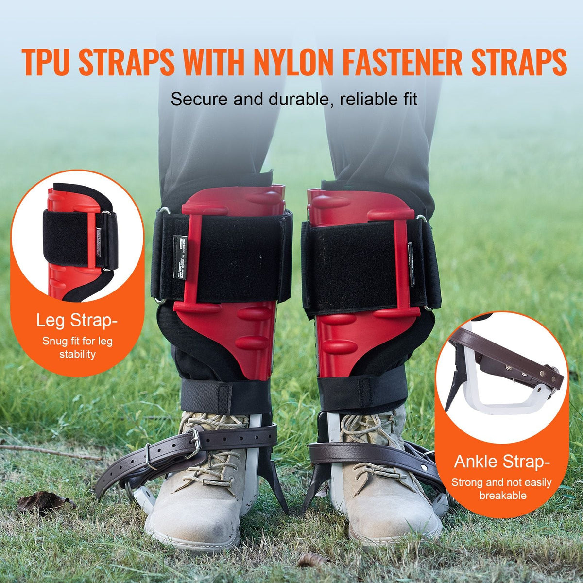 Tree Climbing Spikes, 1 Pair Aluminum Climbing Spurs, 350lbs Load Capacity Tree Climbing Gear with Straps and Spike Protectors, Arborist Equipment for Climbers, Hunting, Fruit Picking, Red