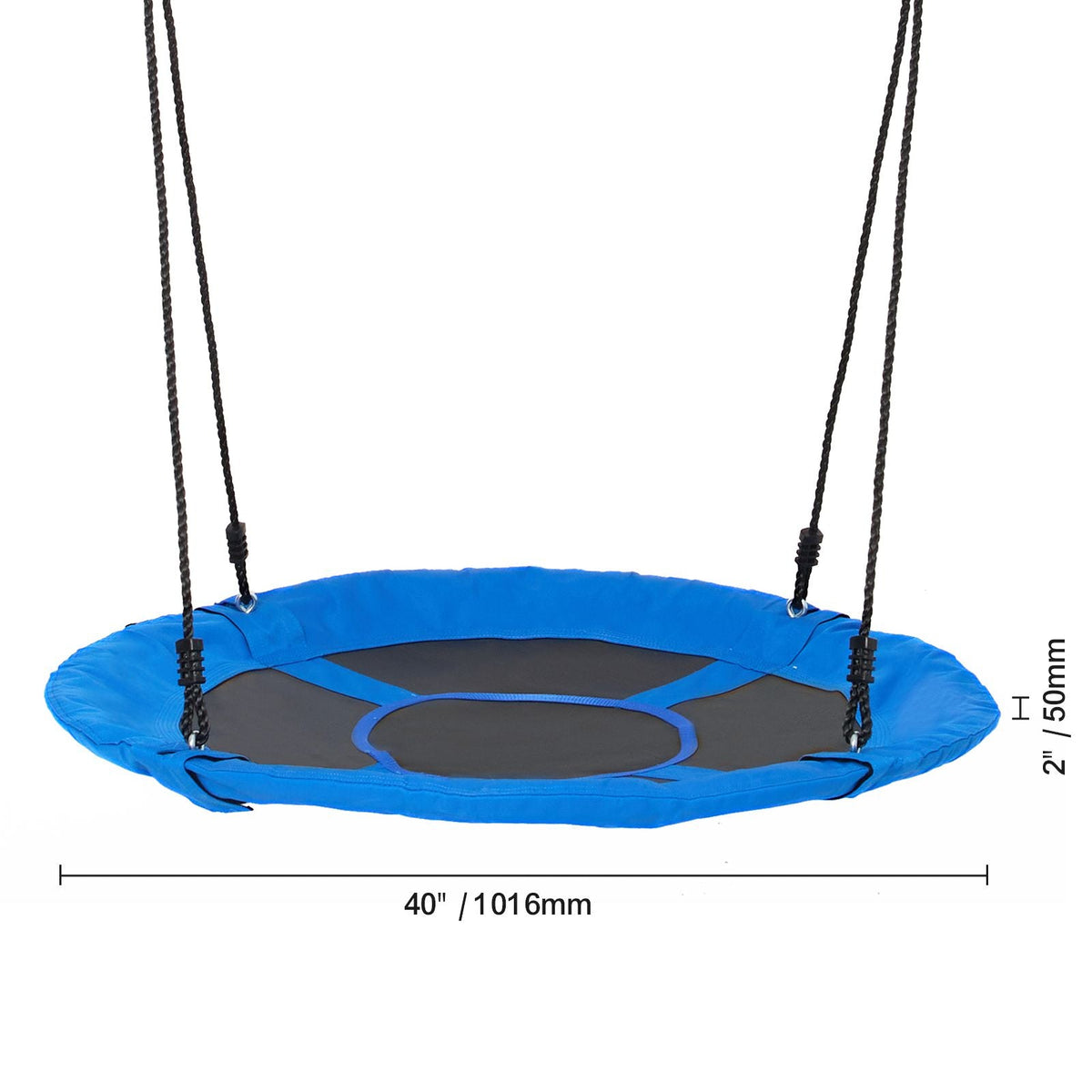 Tree Swing, 40 Inch Saucer Swing, 750lbs Weight Capacity, 900D Oxford Fabric Swing Seat with 2 Tree Hanging Straps and Adjustable Multi-Strand Ropes, Round Swing for Kids Outdoor, Blue