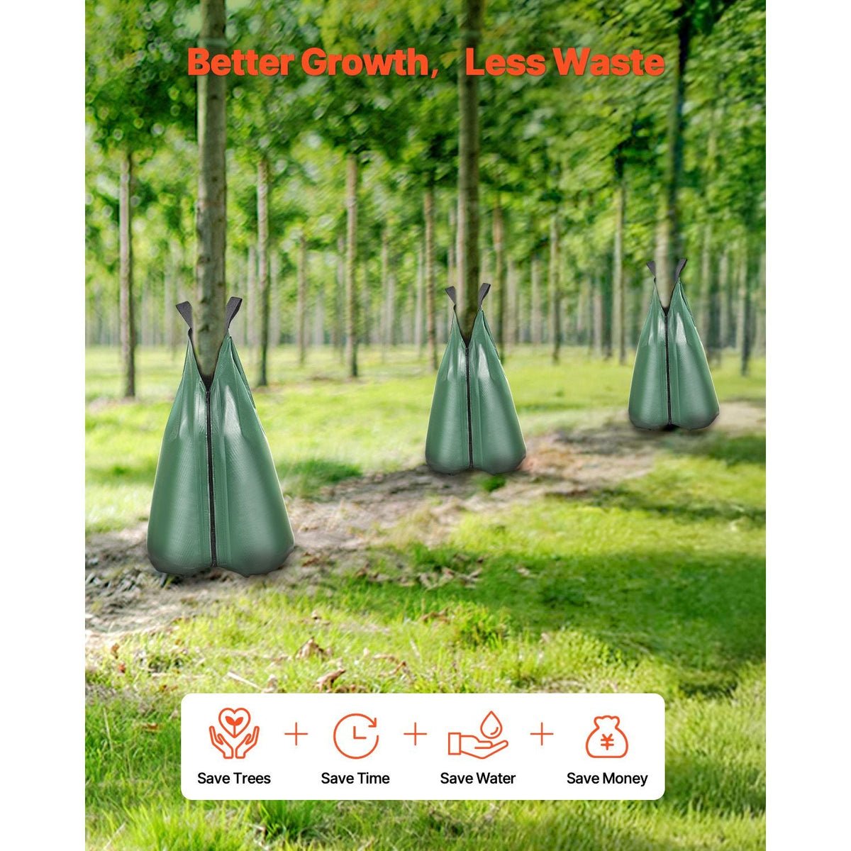 Tree Watering Bag, 25 Packs 20 Gallons Watering Bags for New Trees, 5-9 Hours Slow Release Refillable Tree Drip Irrigation Bags with Zipper, Durable Tree Watering System for Deep Root Targeting