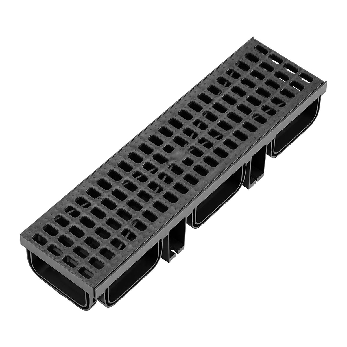 Trench Drain, 20.1 x 5.5 x 3.5 in, 12 Pack Linear Drainage Channel, HDPE Channel Drain with Grates & End Caps, Premium Outdoor Drainage System for Driveway, Patio, Pool, Garden, Yard, Black
