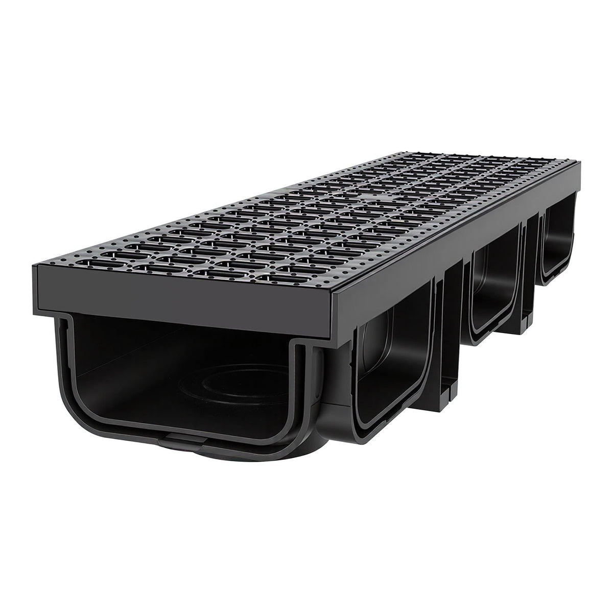 Trench Drain, 20.1 x 5.5 x 3.5 in, 12 Pack Linear Drainage Channel, HDPE Channel Drain with Grates & End Caps, Premium Outdoor Drainage System for Driveway, Patio, Pool, Garden, Yard, Black