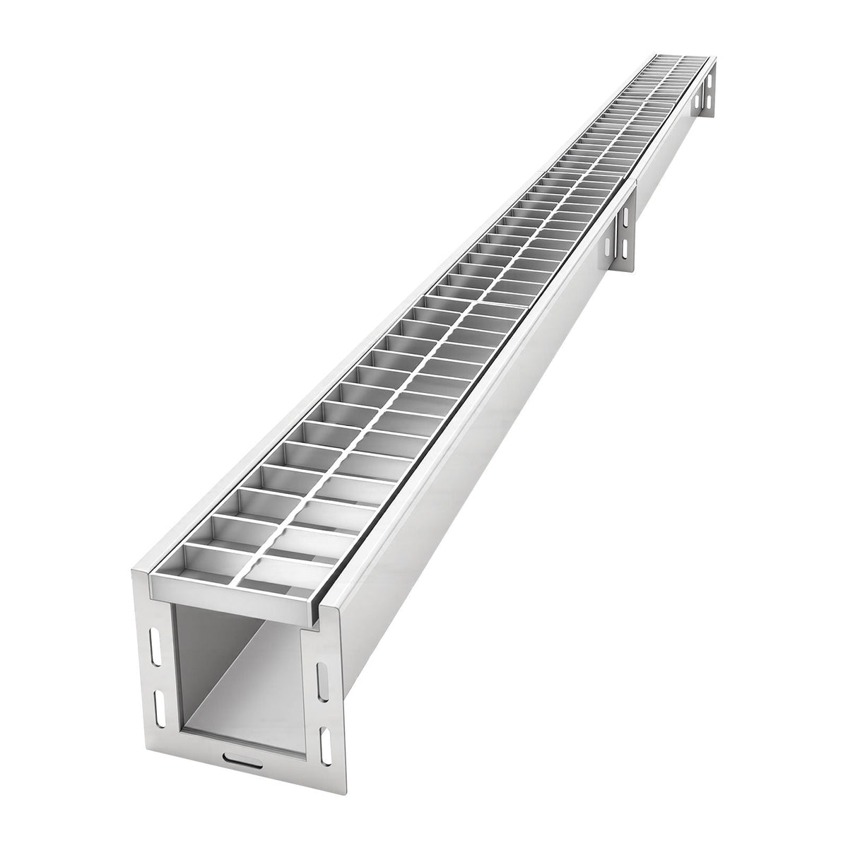 Trench Drain, 39.3 x 5.8 x 5.5 in, Linear Drainage Channel with Galvanized Steel Grate, 304 Stainless Steel Channel Drain, Outdoor Drainage System for Driveway, Patio, Pool, Garden, Silver