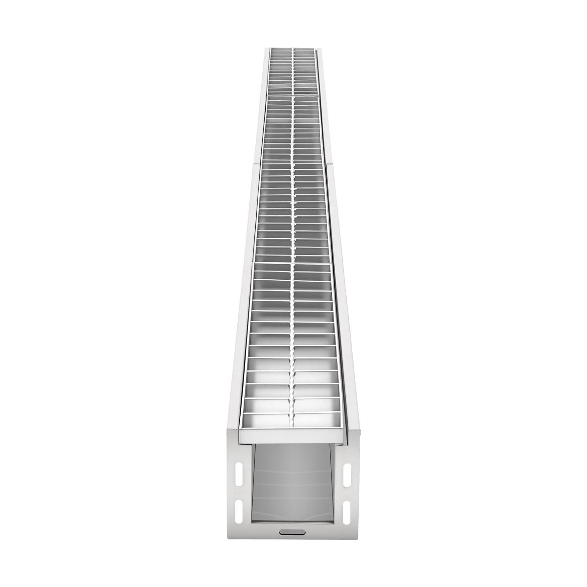 Trench Drain, 39.3 x 5.8 x 5.5 in, Linear Drainage Channel with Galvanized Steel Grate, 304 Stainless Steel Channel Drain, Outdoor Drainage System for Driveway, Patio, Pool, Garden, Silver