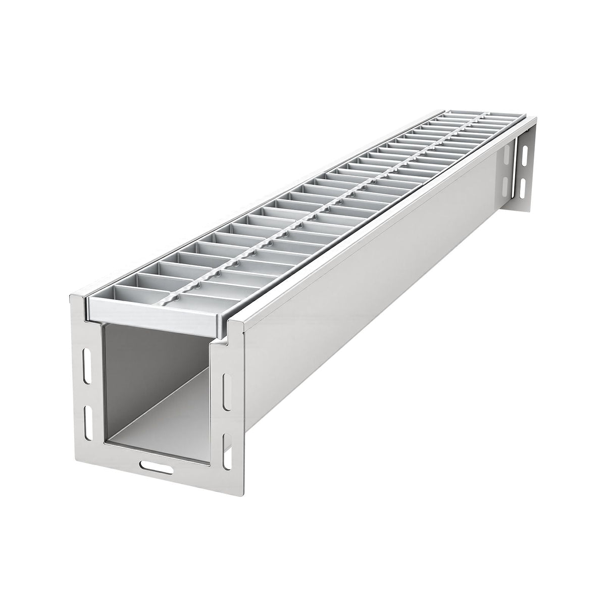 Trench Drain, 39.3 x 5.8 x 5.5 in, Linear Drainage Channel with Galvanized Steel Grate, 304 Stainless Steel Channel Drain, Outdoor Drainage System for Driveway, Patio, Pool, Garden, Silver