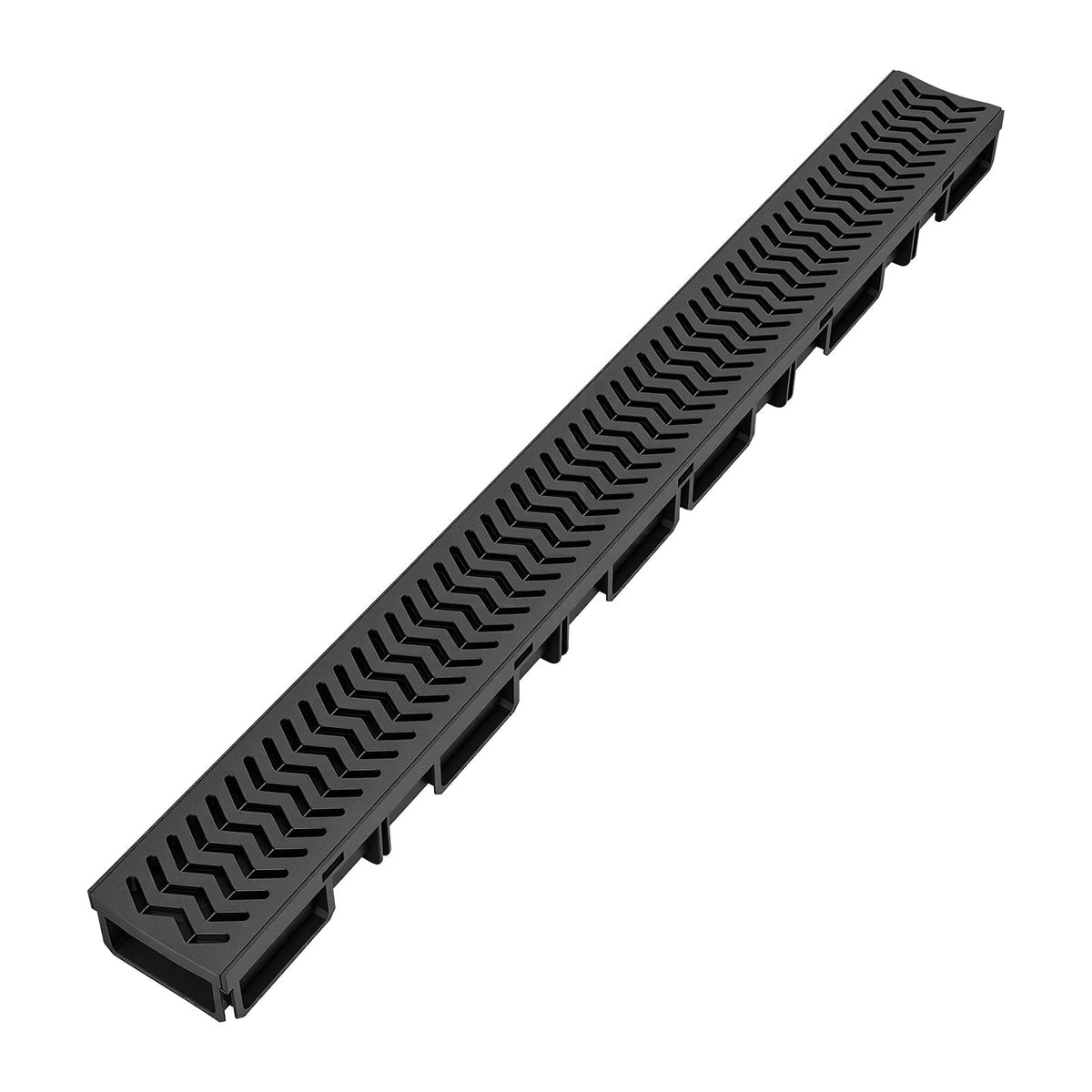 Trench Drain, 39.6 x 4.1 x 2.4 in, 5 Pack Linear Drainage Channel, HDPE Channel Drain with Grates & End Caps, Premium Outdoor Drainage System for Driveway, Patio, Pool, Garden, Yard, Black